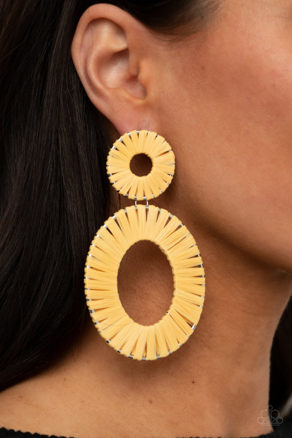 Foxy Flamenco - Yellow earrings by paparazzi